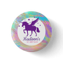 Colourful Gold Speckled Purple Unicorn Birthday