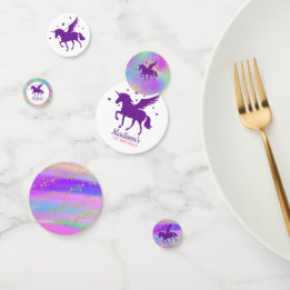 Colourful Gold Speckled Purple Unicorn Birthday Confetti