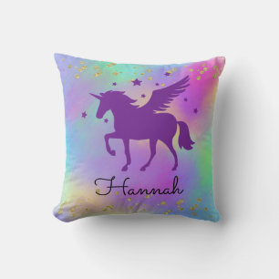 Colourful Gold Speckled Purple Unicorn Cushion