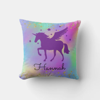 Colourful Gold Speckled Purple Unicorn Cushion