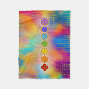 Colourful Golden Chakras composition Fleece Blanket