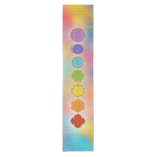 Colourful Golden Chakras composition Short Table Runner