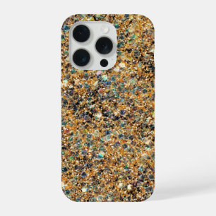 Colourful Golden Glitter  iPhone 15 Pro Case