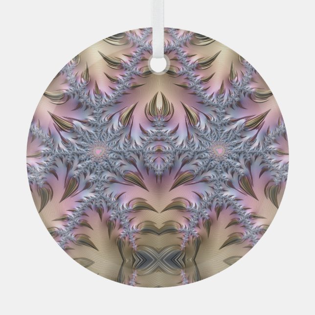 Colourful Golden Ice Sculpture Fractal Abstract Glass Tree Decoration (Front)