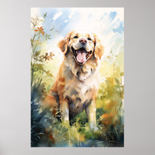 Colourful Golden Labrador Retriever Portrait Poster