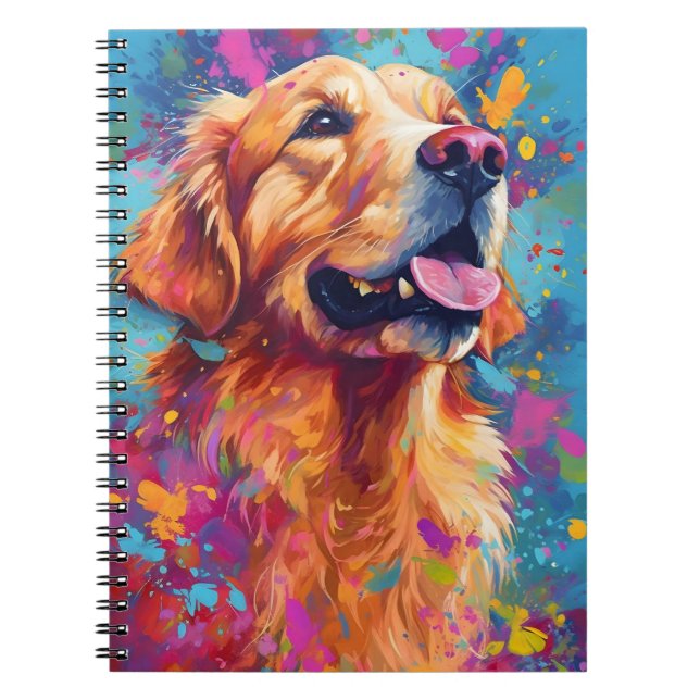 Colourful Golden Retriever Notebook (Front)