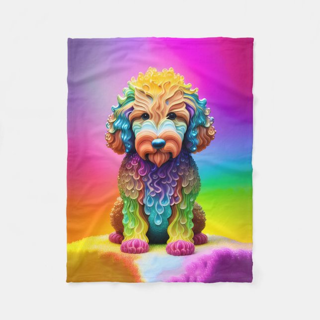 Colourful Goldendoodle Children's Blanket  (Front)