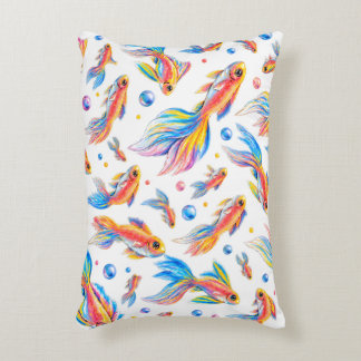 Colourful Goldfish Seamless Pattern – Whimsical Wa Decorative Cushion