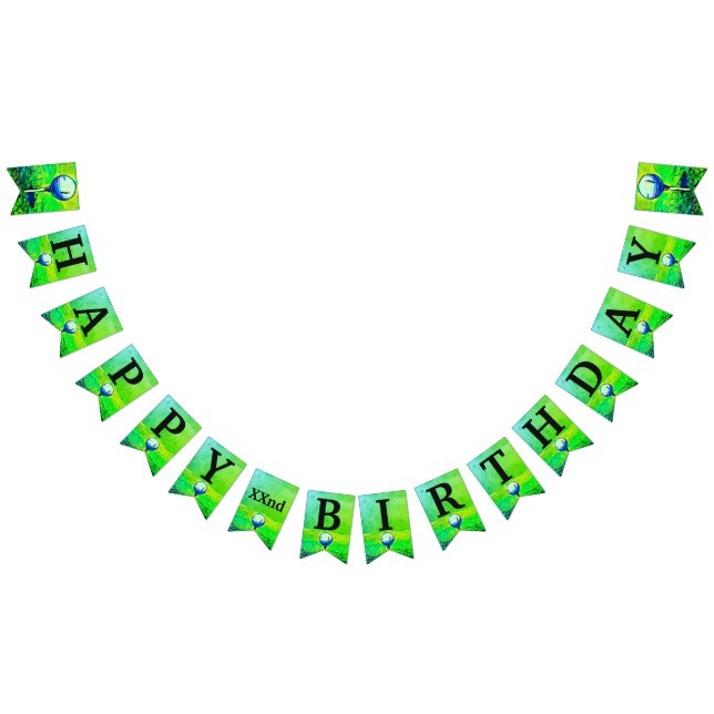 Colourful Golf Ball Sports Happy Birthday Banner (All)