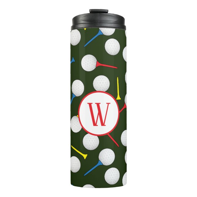 Colourful Golf Patterned Monogram Thermal Tumbler (Front)