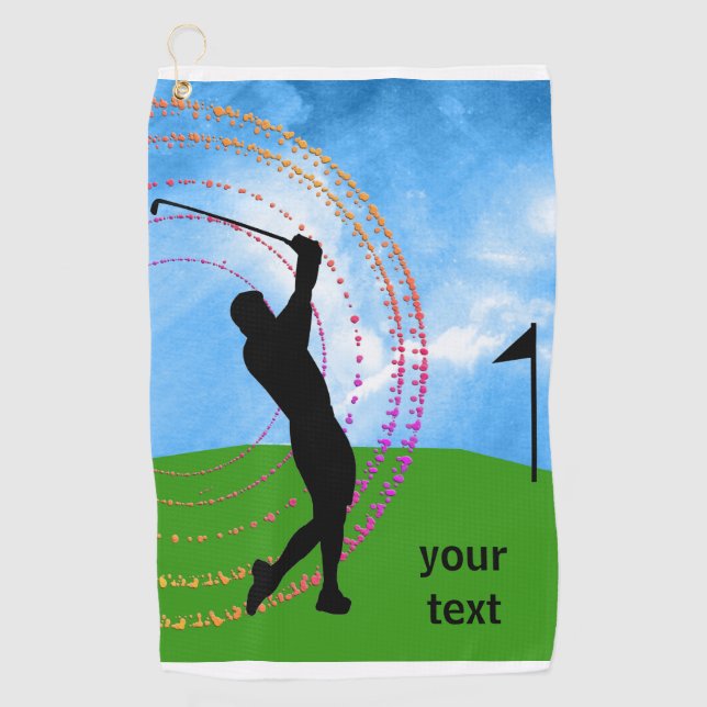 Colourful Golf Swing Golf Towel (Front)