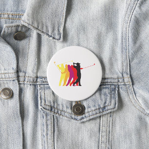 Colourful Golf Swing Silhouette Golfer Outline 7.5 Cm Round Badge