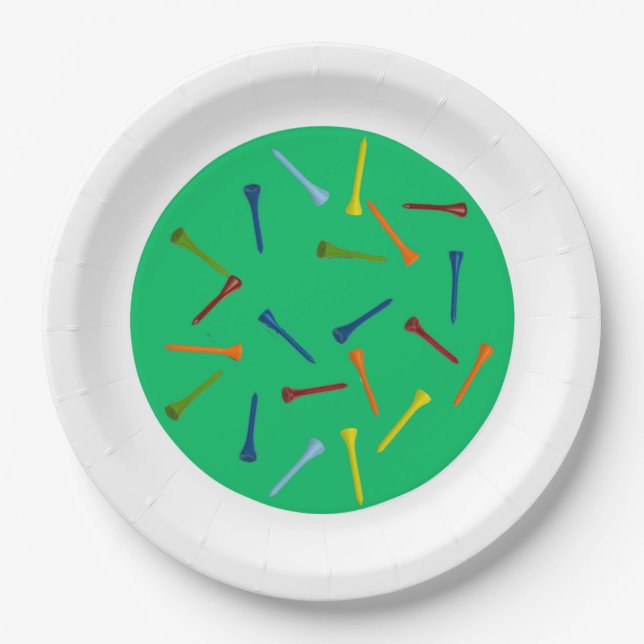 Colourful Golf Tees | Golf Paper Plates (Front)