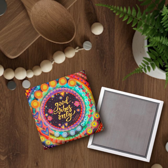 Colourful Good Vibes Only Inspirivity Encouragemen Magnet (Creator Uploaded)