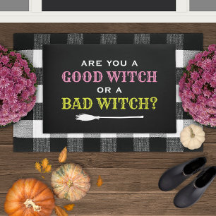 Colourful Good Witch or Bad Witch Halloween Doormat