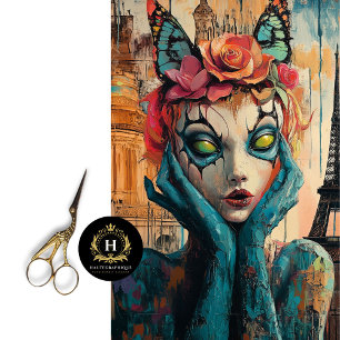 Colourful Gothic Paris Gargoyle Decoupage  Tissue Paper