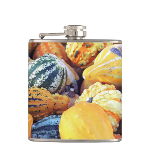 Colourful Gourds Close Up Hip Flask