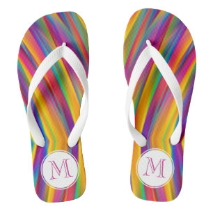 Colourful Gradient Abstract Monogram Thongs