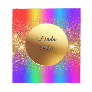 Colourful Gradient Background with Golden Circle Notepad