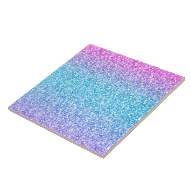 Colourful Gradient Glitter TextureGlitter Ceramic Tile (Side)