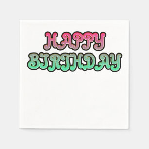 Colourful Gradient Happy Birthday Typography Napkin