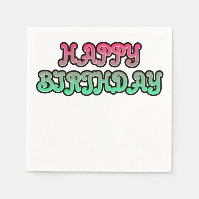 Colourful Gradient Happy Birthday Typography Napkin (Front)