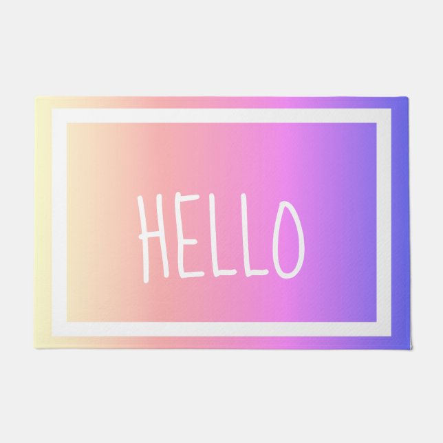 Colourful Gradient Hello Doormat (Front)