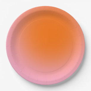 Colourful Gradient Lime Green Pink Orange Paper Plate
