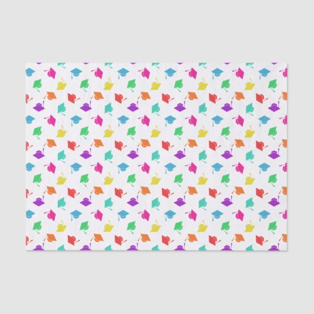 Colourful Graduation Cap Pattern Tissue Paper (Front)