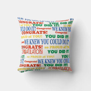 Colourful Graduation Word Art Throw Pillow