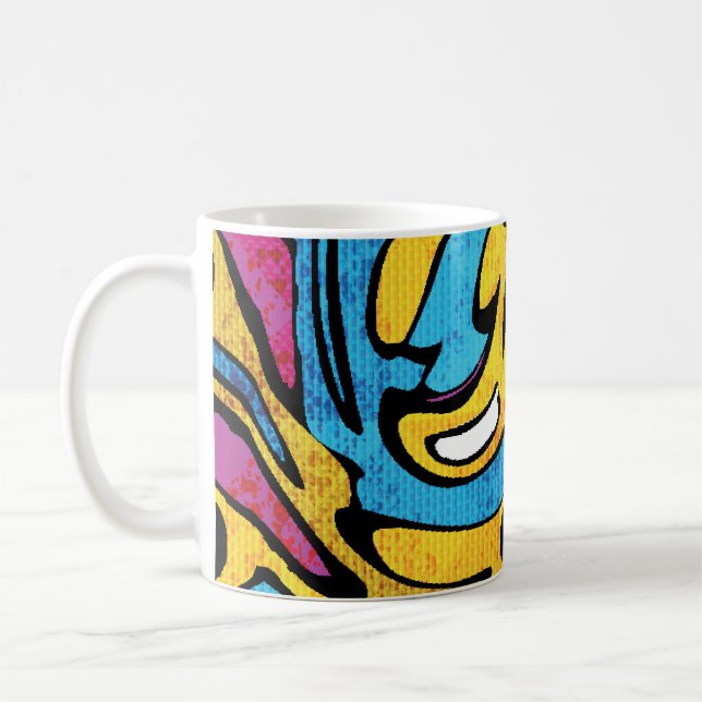 Colourful Graffiti Abstract Black Background Coffee Mug (Left)
