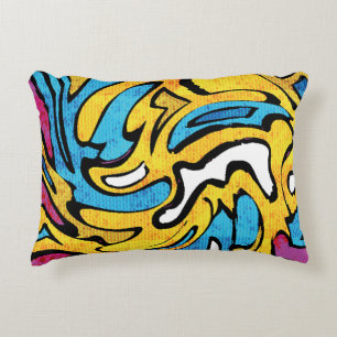 Colourful Graffiti Abstract Black Background Decorative Cushion