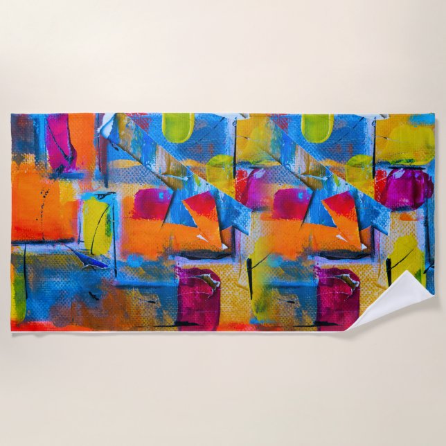 Colourful Graffiti Art, Beach Towel (Front)