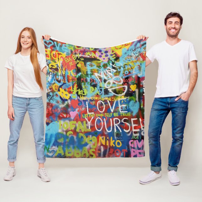 Colourful Graffiti Art, Fleece Blanket (In Situ)