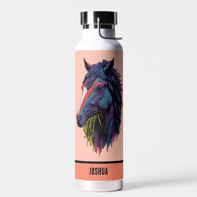 Colourful Graffiti Art Horse for Equestrian Lover Water Bottle (Left)