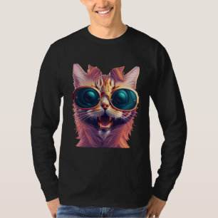 Colourful Graffiti cat art shade wear sunglasses T-Shirt
