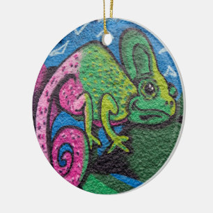 Colourful Graffiti Chameleon Ceramic Ornament