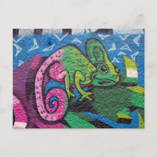 Colourful Graffiti Chameleon Postcard