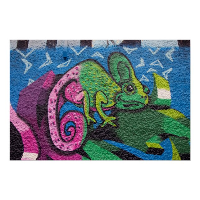 Colourful Graffiti Chameleon Poster (Front)
