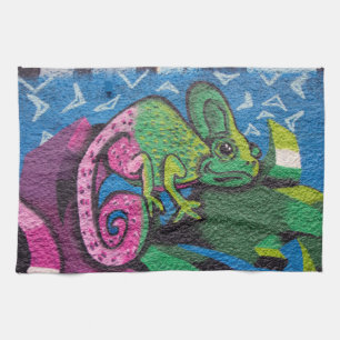 Colourful Graffiti Chameleon Tea Towel