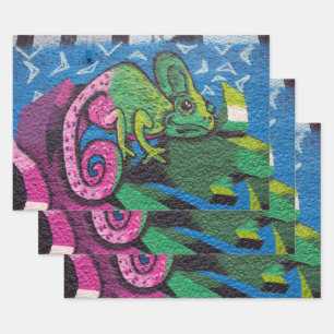 Colourful Graffiti Chameleon Wrapping Paper Sheet