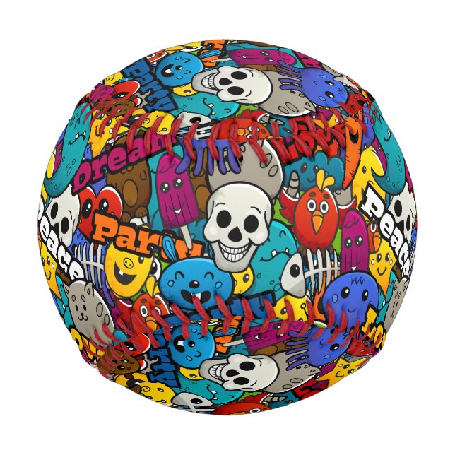 Colourful Graffiti Characters Pattern Baseball (Front)