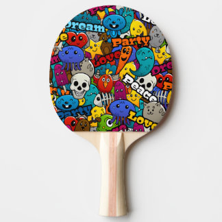 Colourful Graffiti Characters Pattern Ping Pong Paddle