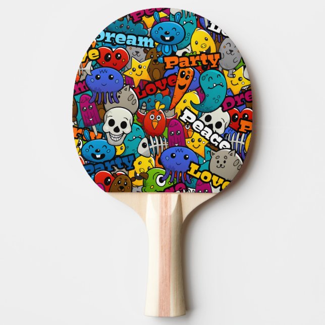 Colourful Graffiti Characters Pattern Ping Pong Paddle (Front)