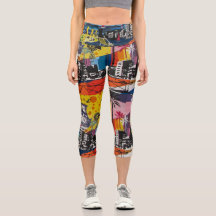 Colourful Graffiti Design Capri Leggings