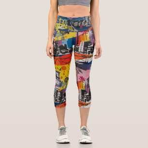 Colourful Graffiti Design Capri Leggings