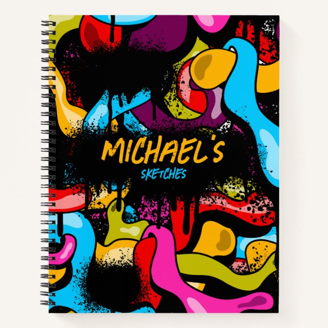 Colourful Graffiti Hip Hop Street Art Sketchbook Notebook (Front)