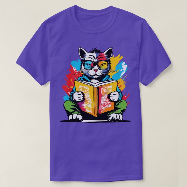 colourful graffiti illustration colourful cat scho T-Shirt (Design Front)
