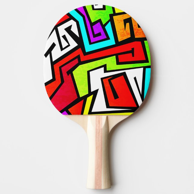 Colourful graffiti illustration ping pong paddle (Front)
