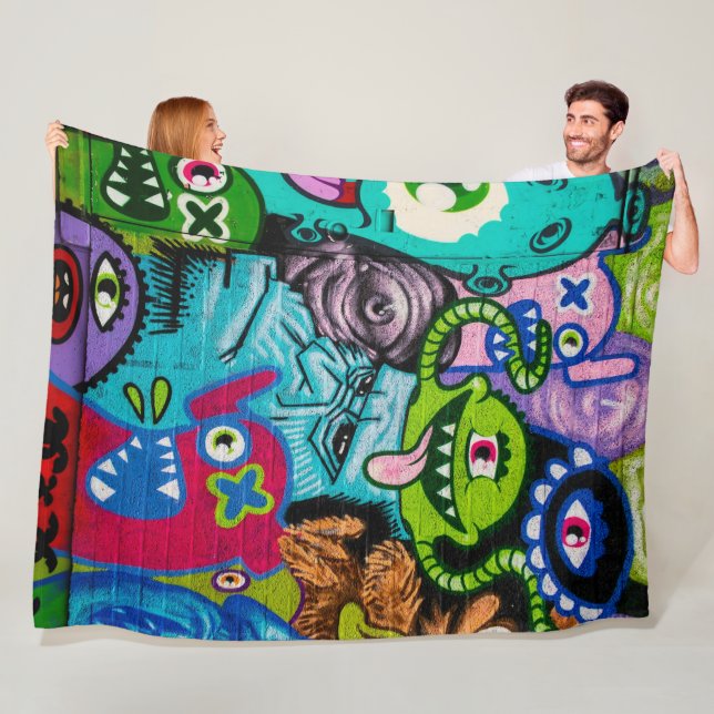 Colourful Graffiti Monster Art Blanket (In Situ)